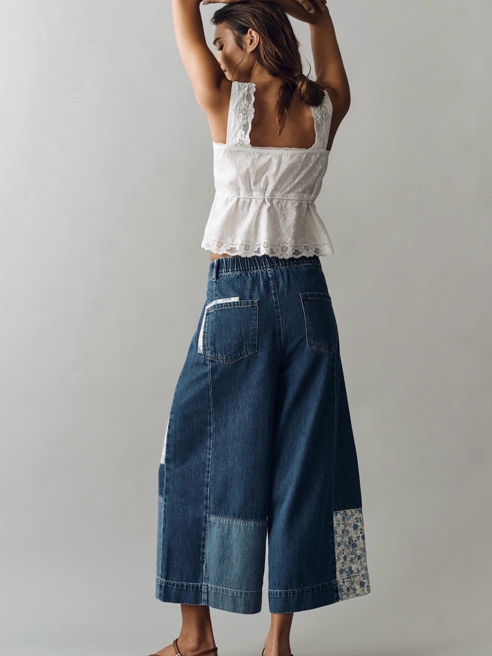 NWT Pilcro Anthropologie Positano Patchwork Denim Jeans Small - Picture 2 of 5